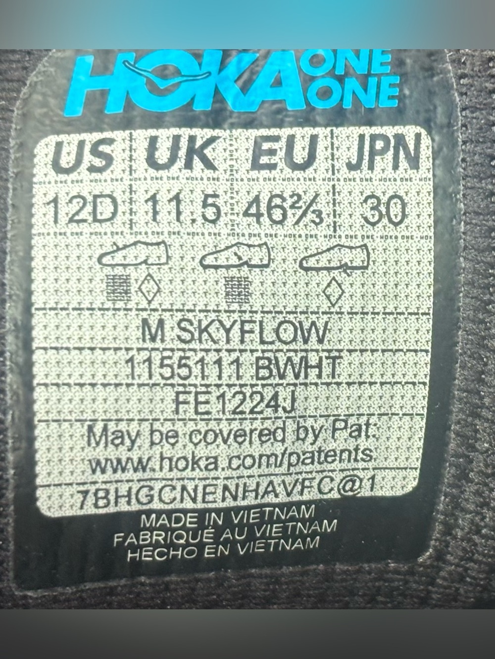 Hoka ONE ONE 🔥 Skyflow Black Athletic Running Sneakers Sz 12 1155111 BWHT NEW - Picture 14 of 14